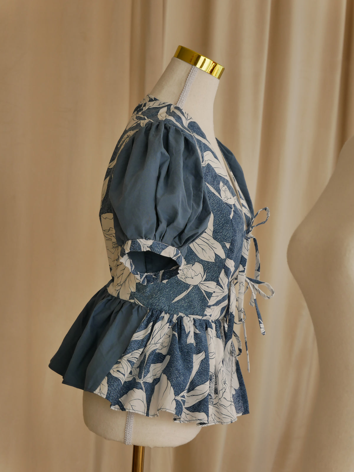 Tie-Front Multi-Color Peplum Bodice