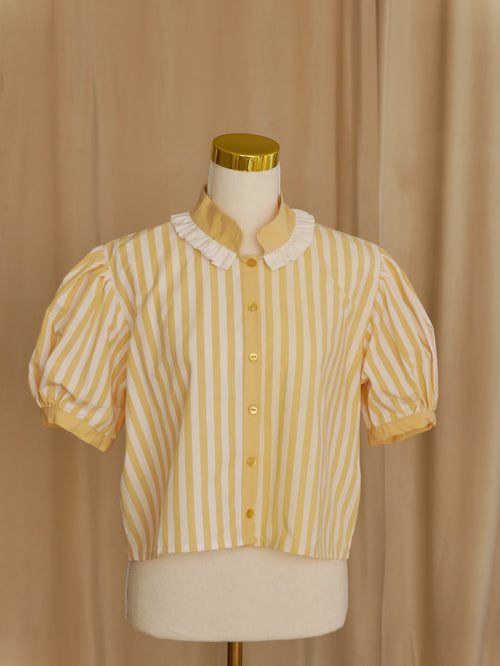 Buttercup Stripe Ruffled Collar Crop