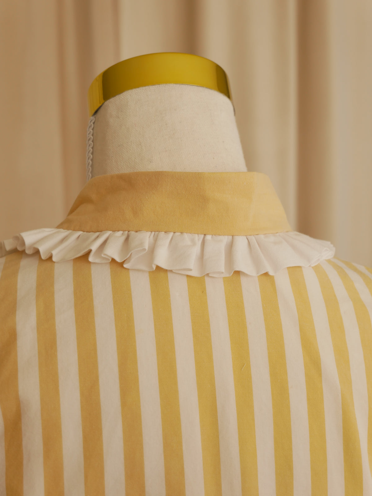 Buttercup Stripe Ruffled Collar Crop