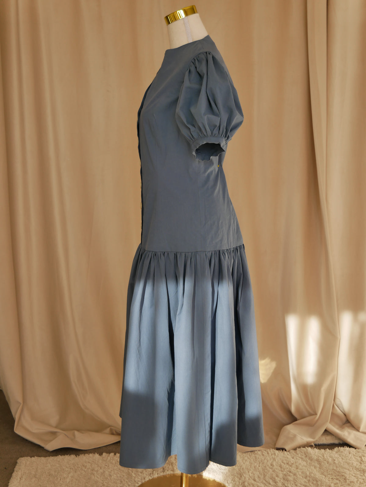 Button-Front Midi Dress