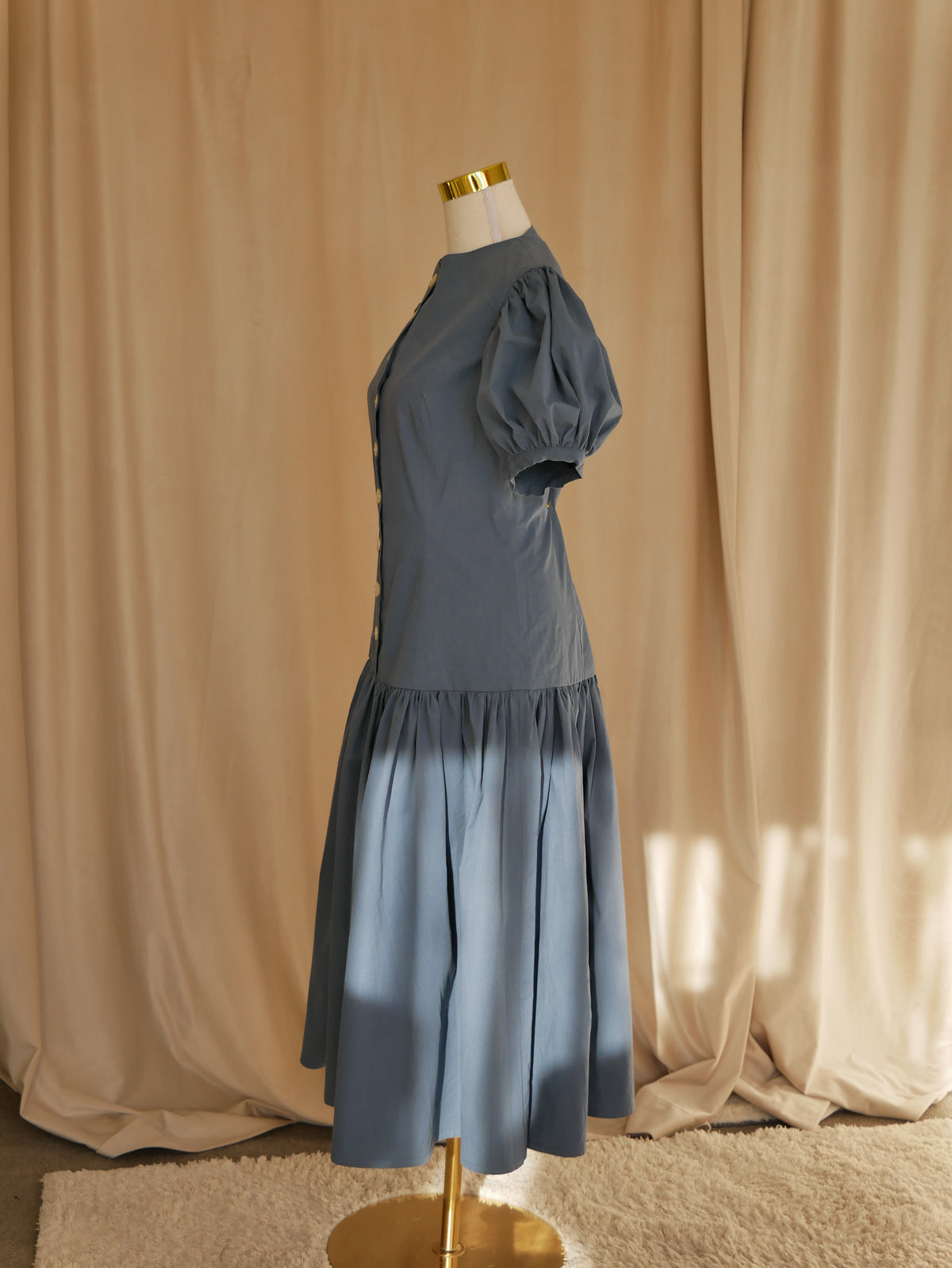 Button-Front Midi Dress
