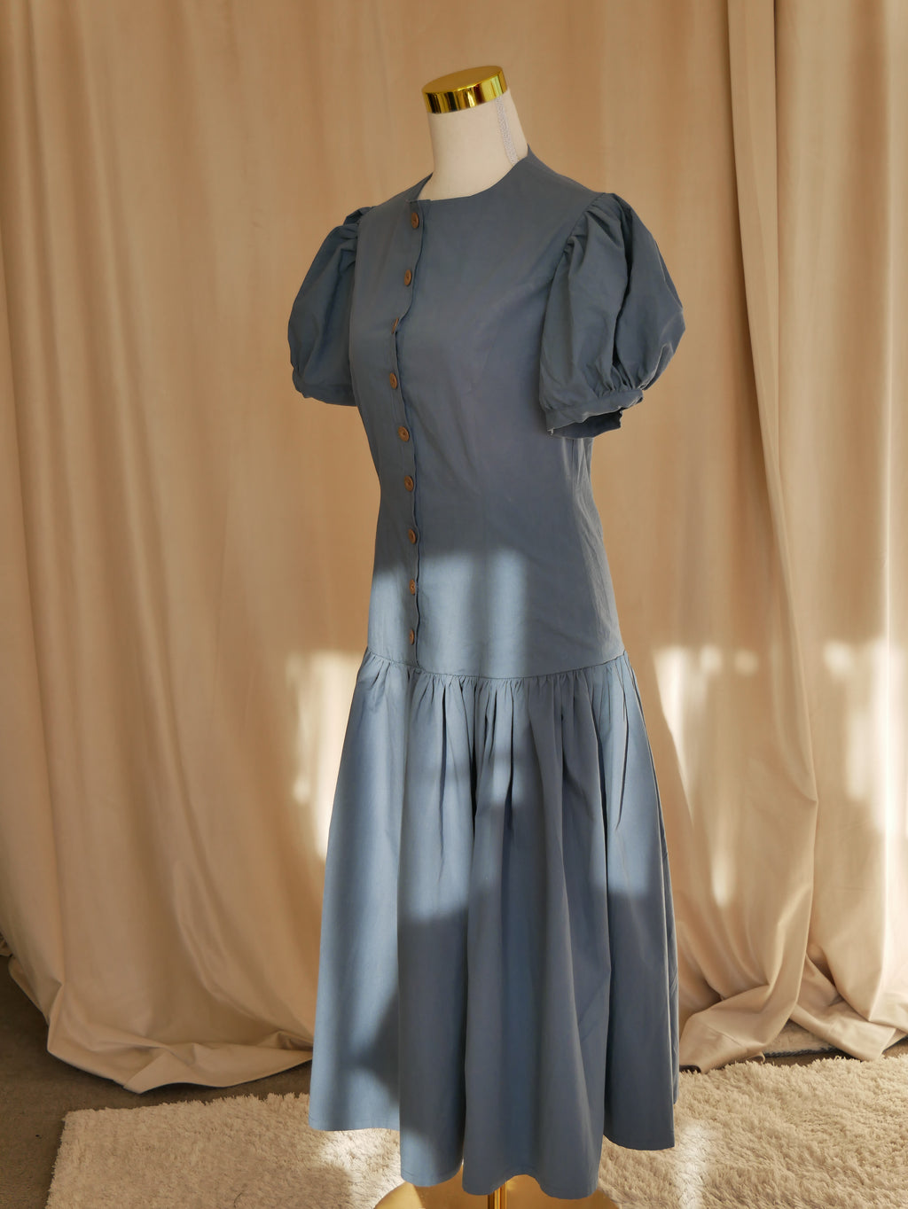 Button-Front Midi Dress