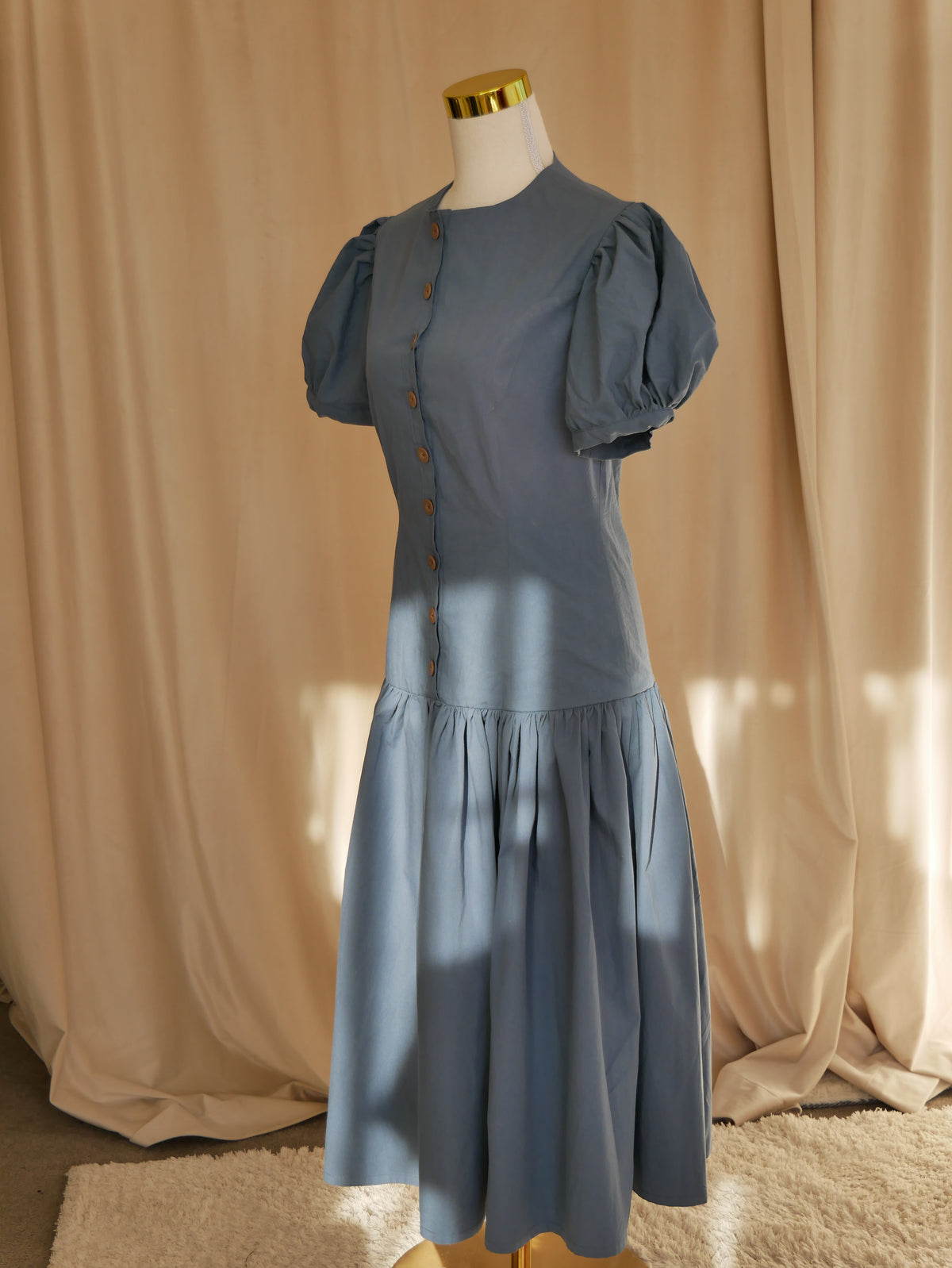 Button-Front Midi Dress