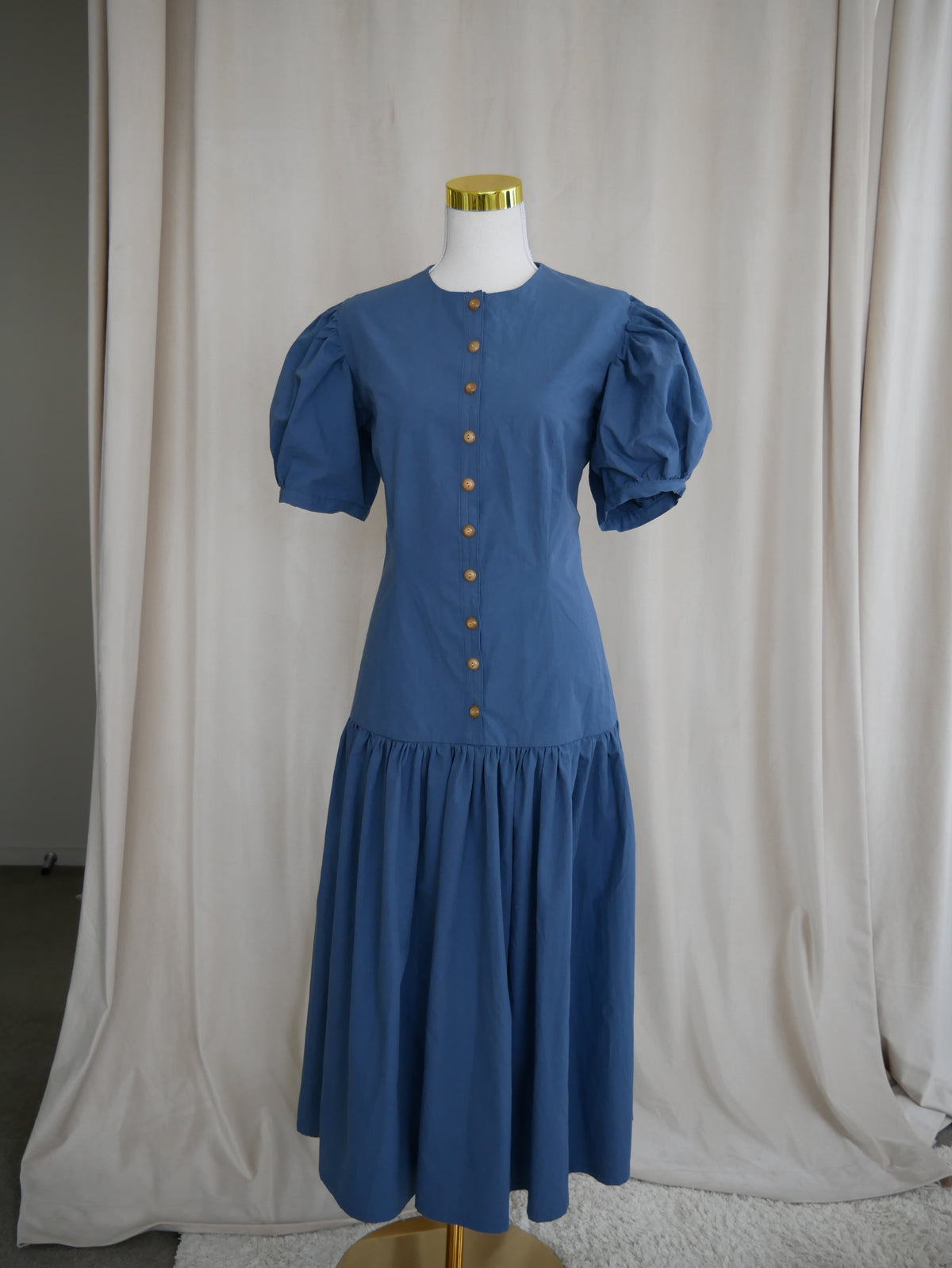 Button-Front Midi Dress