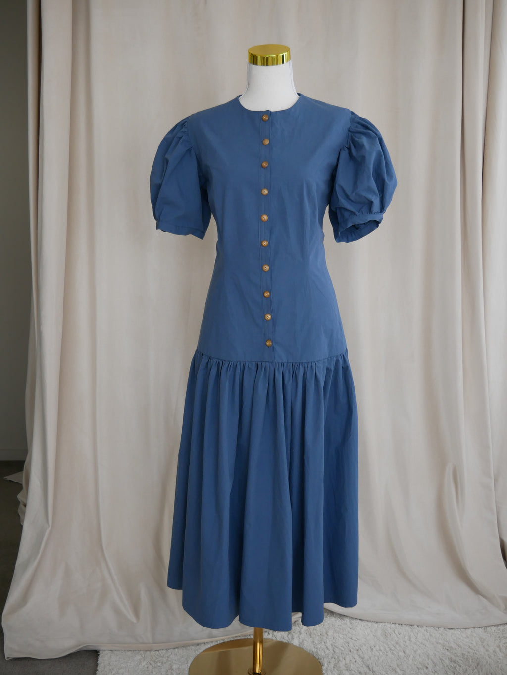 Button-Front Midi Dress