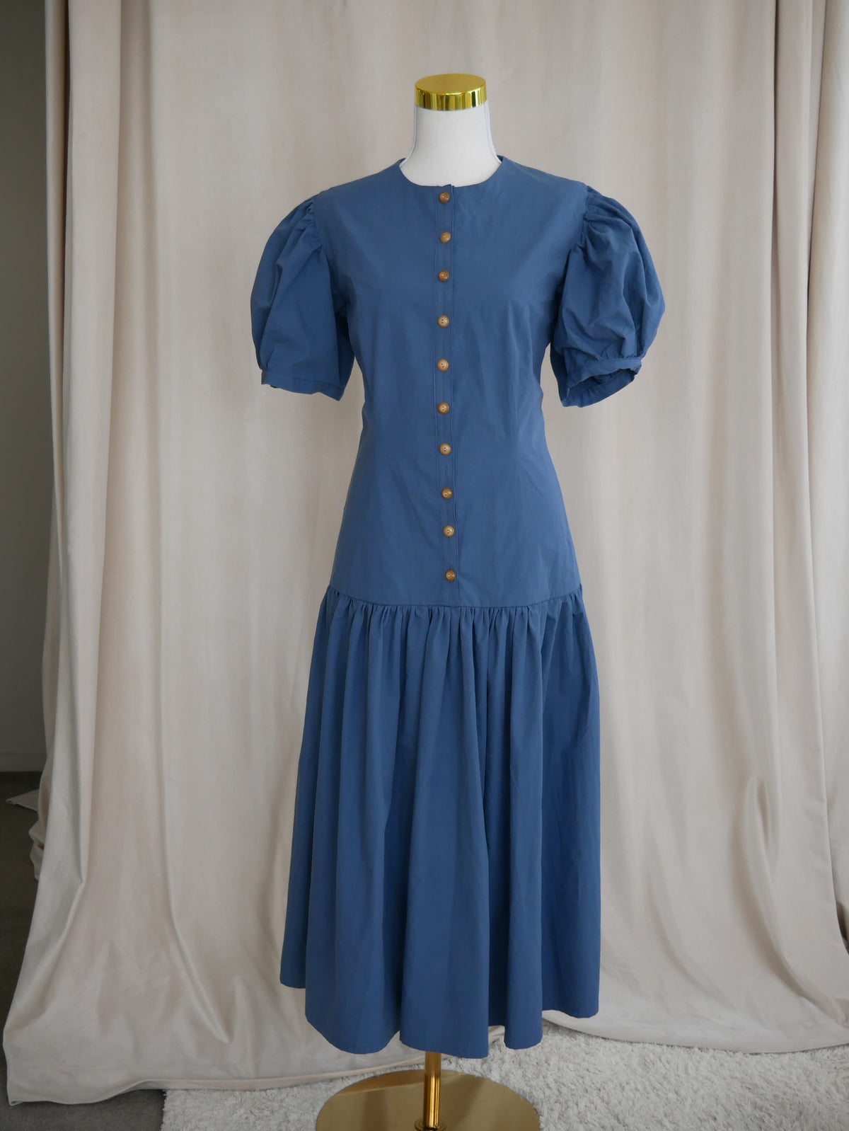 Button-Front Midi Dress
