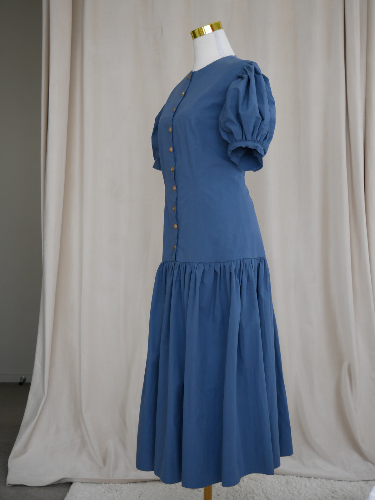 Button-Front Midi Dress