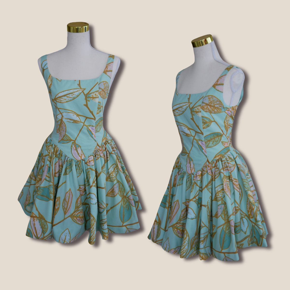 Basque-Waist Mini Dress