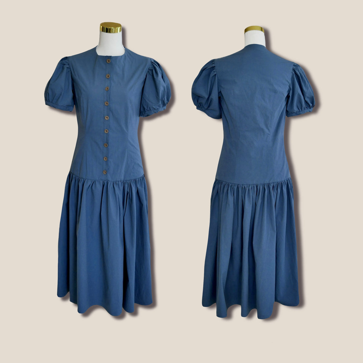 Button-Front Midi Dress